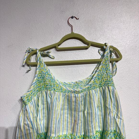 Solid & Striped Green Painted Floral The Parker Linen Mini Dress Sz L NWT - Picture 10 of 14